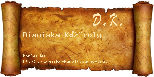 Dianiska Károly névjegykártya